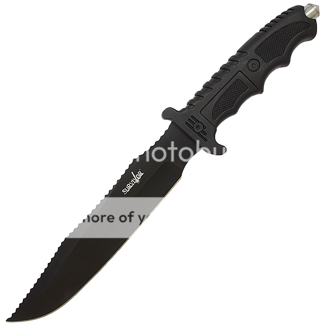 13" SURVIVOR TACTICAL BOWIE HUNTING KNIFE w/ GLASS BREAKER Survival